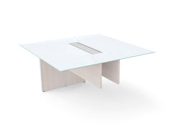 Santa Monica 4' Rectangular White Glass Top Conference Table Extension Image