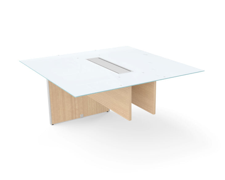 Santa Monica 4' Rectangular White Glass Top Conference Table Extension