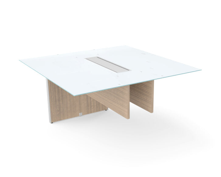 Santa Monica 4' Rectangular White Glass Top Conference Table Extension
