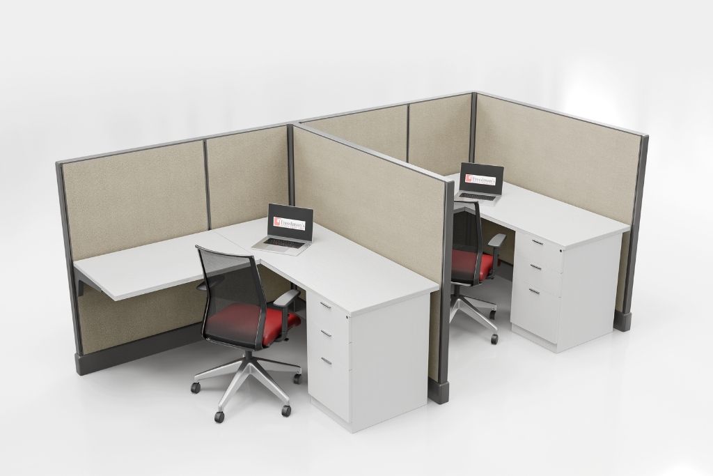 5'x5' 53"H 2 Person Row Cubicle Straw