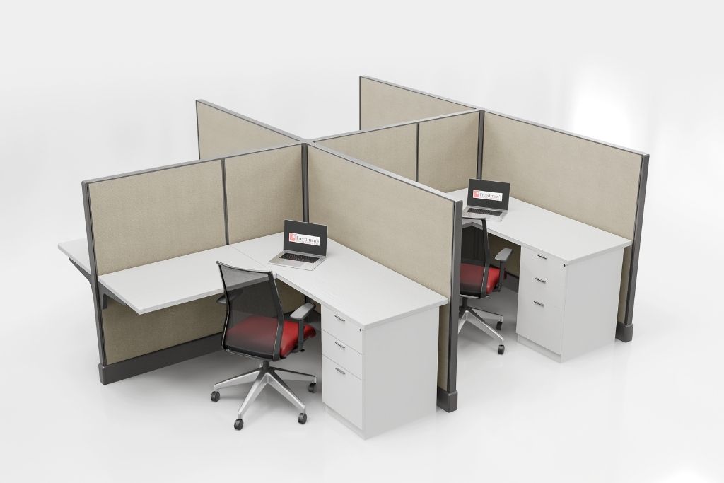 5'x5' 53" H 4 Person Cubicle- Straw