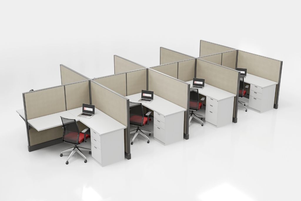 5'x5' 53" H 8 Person Cubicle- Straw