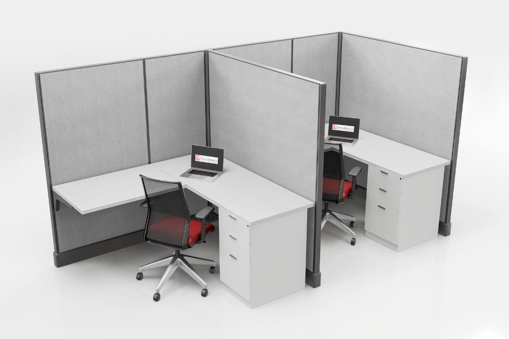 Modern Office Cubicle 5'x5' (67''H) 2 in a Row