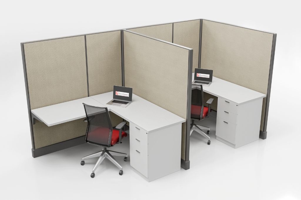 Modern Office Cubicle 5'x5' (67''H) 2 in a Row
