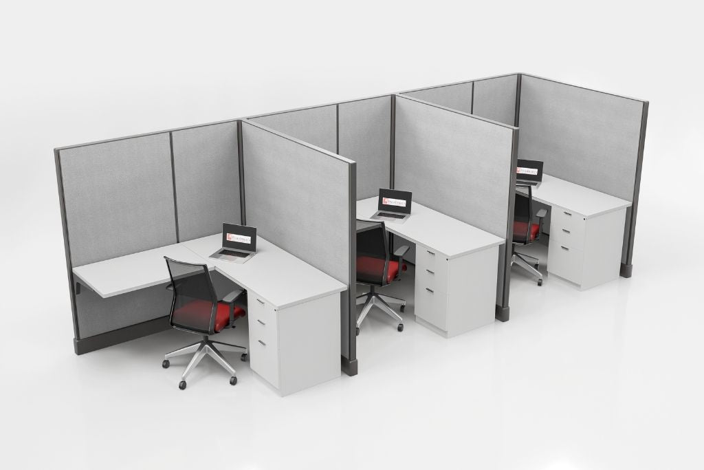 Modern Office Cubicle 5'x5' (67''H) 3 in a Row