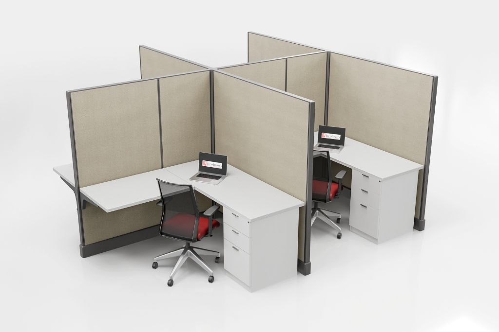 Modern Office Cubicle 5'x5' (67''H) 4 People