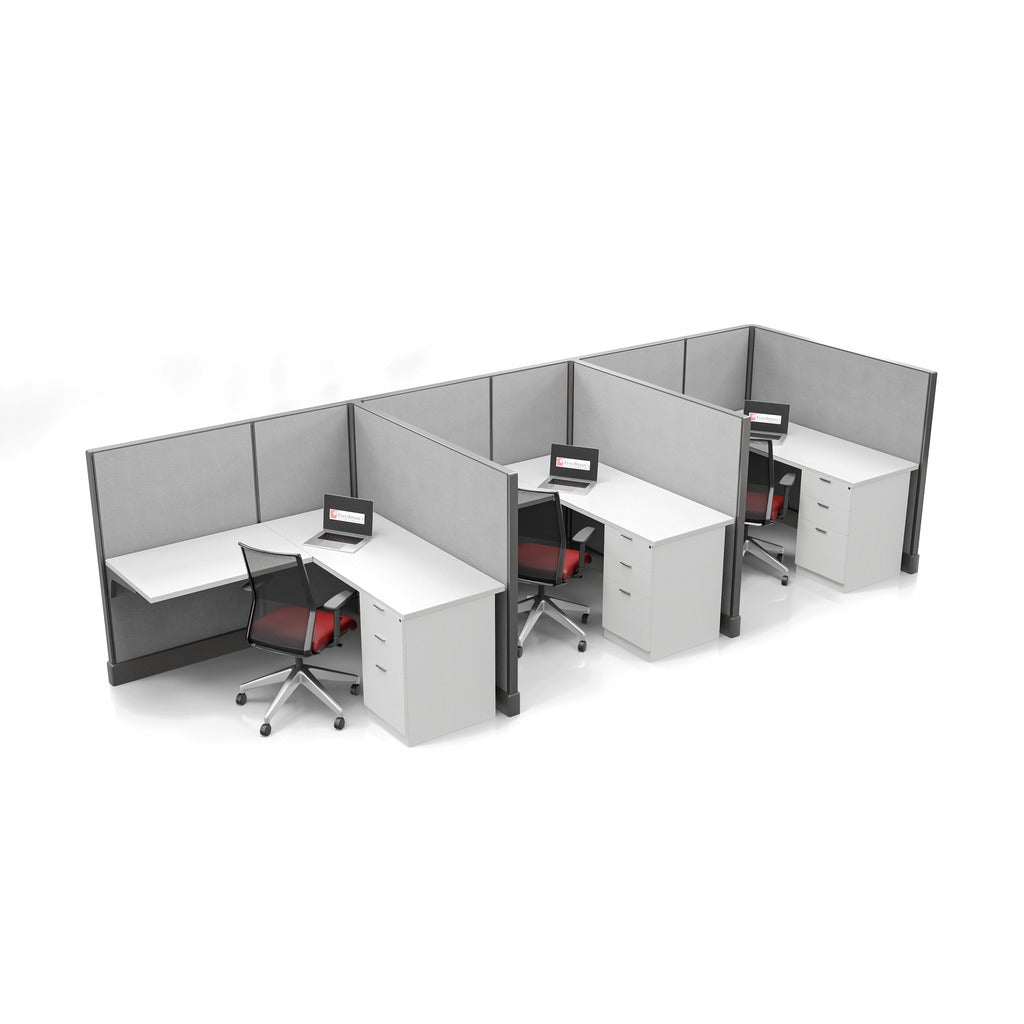 Modern Office Cubicle 5'x5' (53''H) 3 in a Row