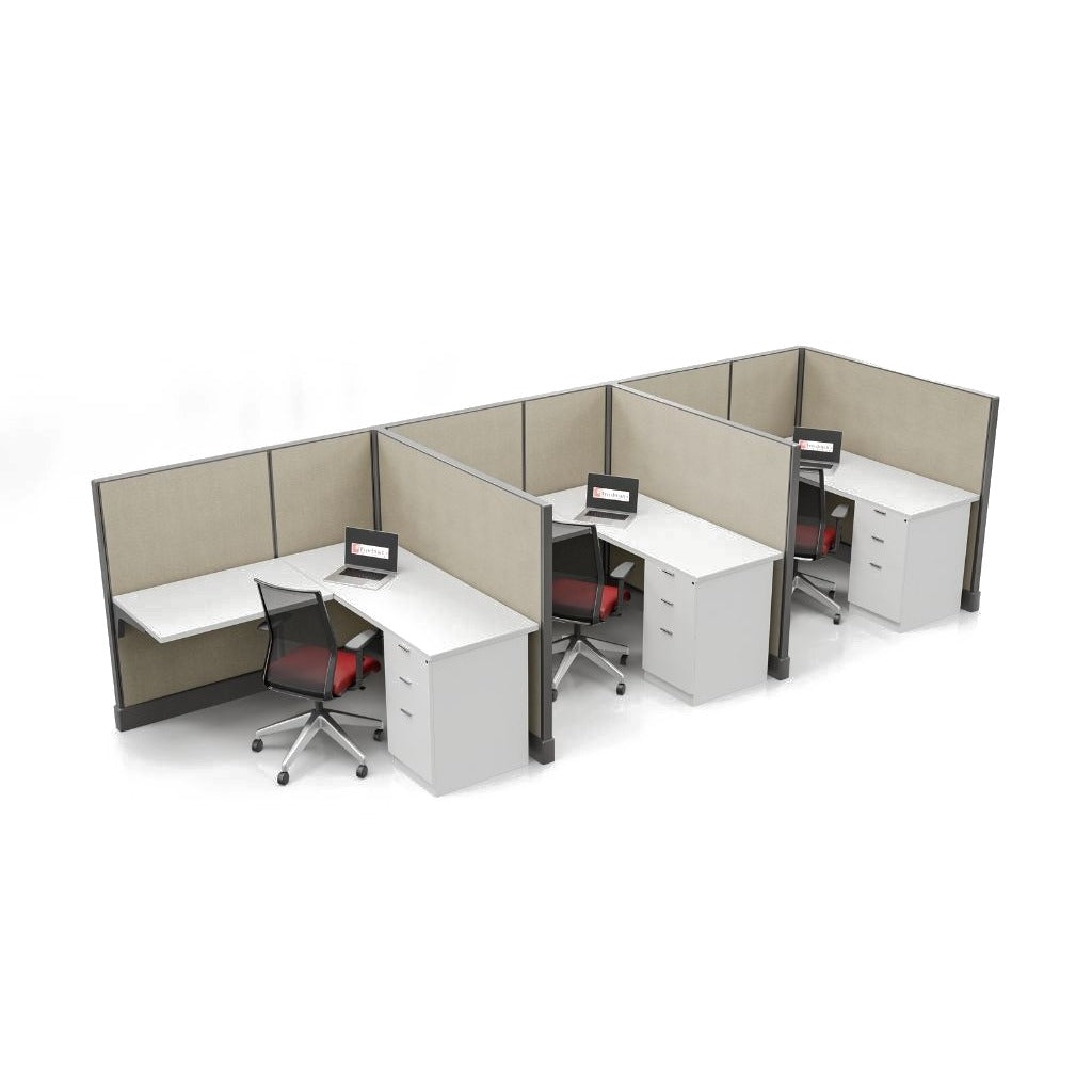 Modern Office Cubicle 5'x5' (53''H) 3 in a Row