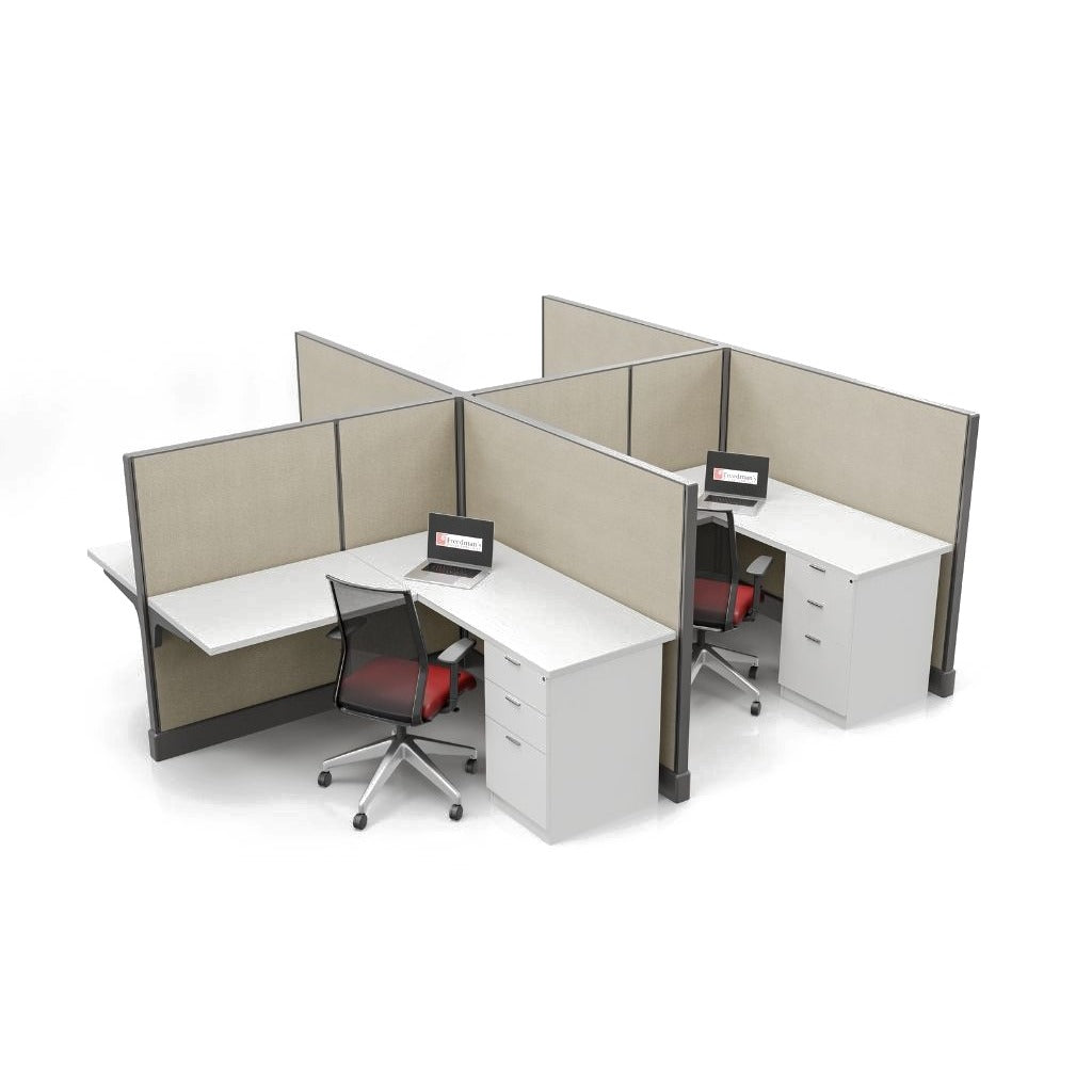 Modern Office Cubicle 5'x5' (53''H) 4 People