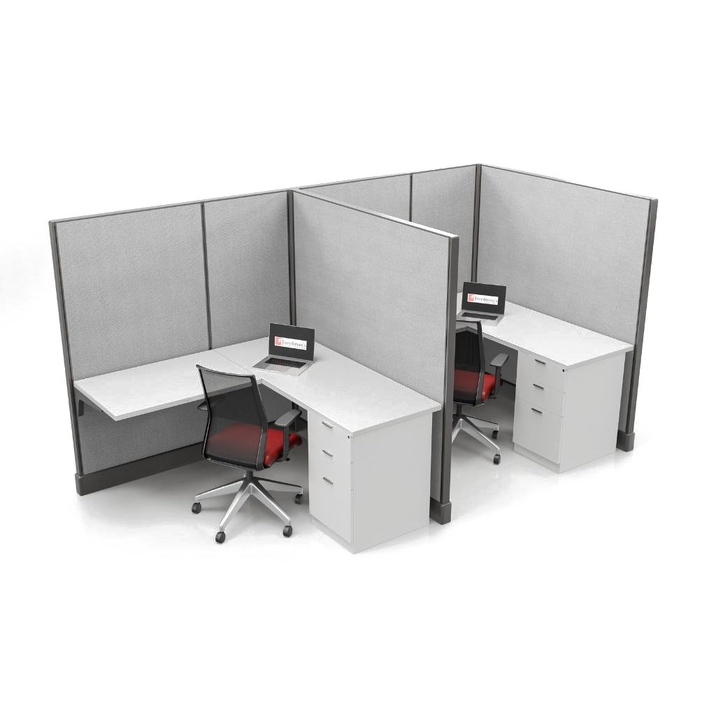 Modern Office Cubicle 5'x5' (67''H) 2 in a Row