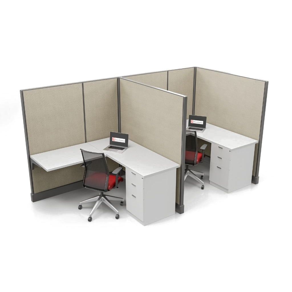 Modern Office Cubicle 5'x5' (67''H) 2 in a Row