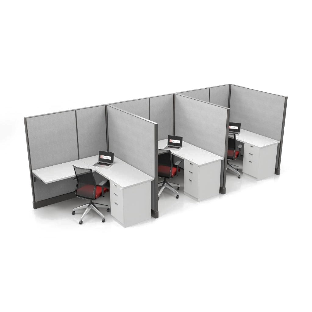 Modern Office Cubicle 5'x5' (67''H) 3 in a Row