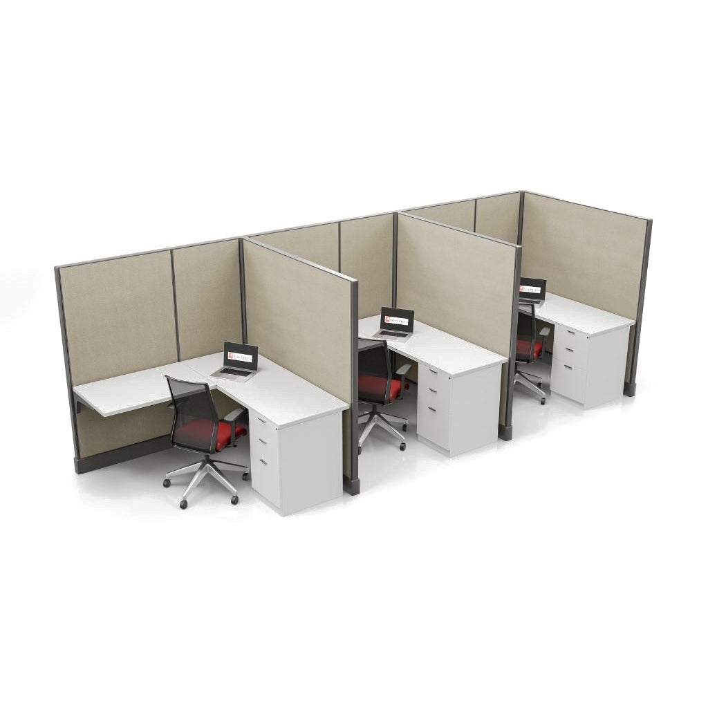 Modern Office Cubicle 5'x5' (67''H) 3 in a Row