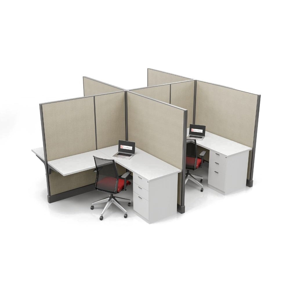Modern Office Cubicle 5'x5' (67''H) 4 People