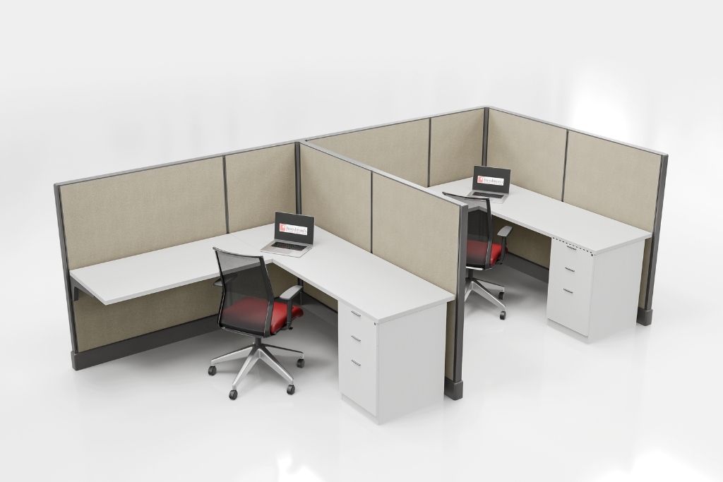 6'x6' 53" H 2 Person Row Cubicle- Straw