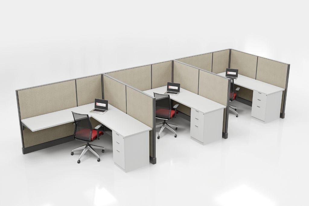 6'x6' 53" H 3 Person Cubicle- Straw