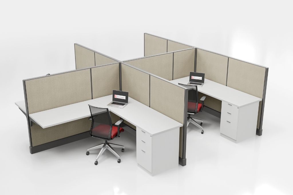 6'x6' 53" H 4 Person Cubicle- Straw