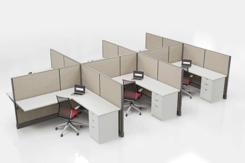6'x6' 53" H 6 Person Cubicle- Straw