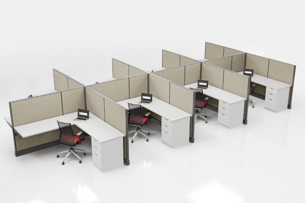 6'x6' 53" H 8 Person Cubicle- Straw
