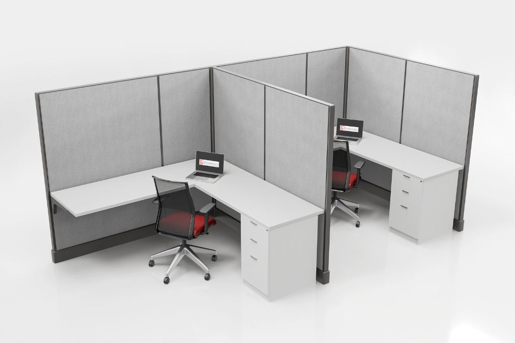 Modern Office Cubicle 6'x6' (67''H) 2 in a Row