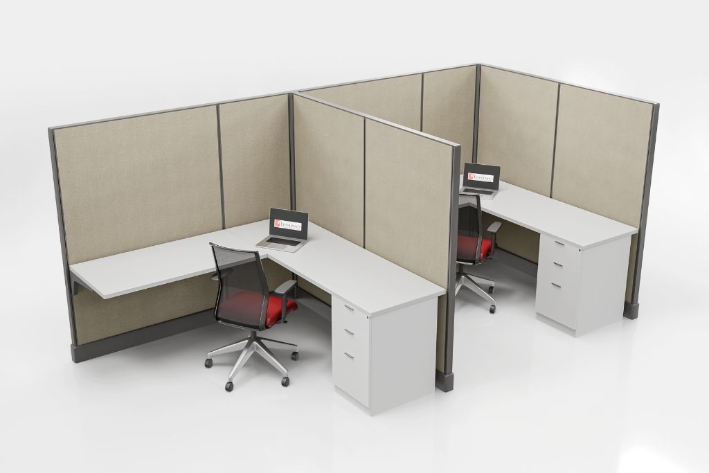 Modern Office Cubicle 6'x6' (67''H) 2 in a Row