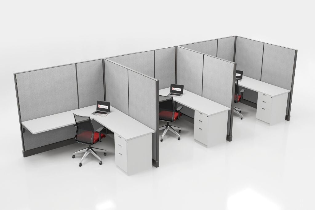 Modern Office Cubicle 6'x6' (67''H) 3 in a Row
