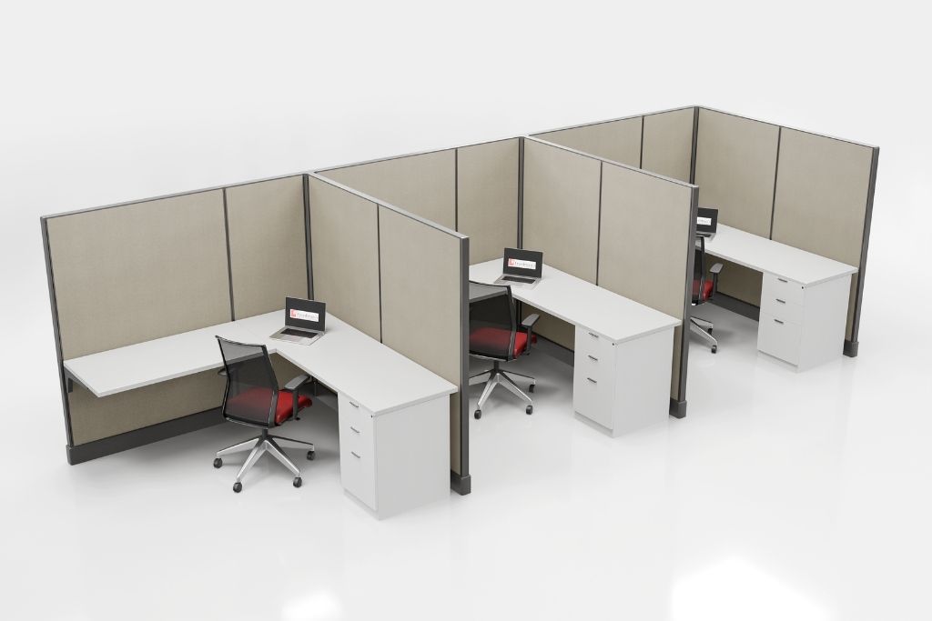 Modern Office Cubicle 6'x6' (67''H) 3 in a Row