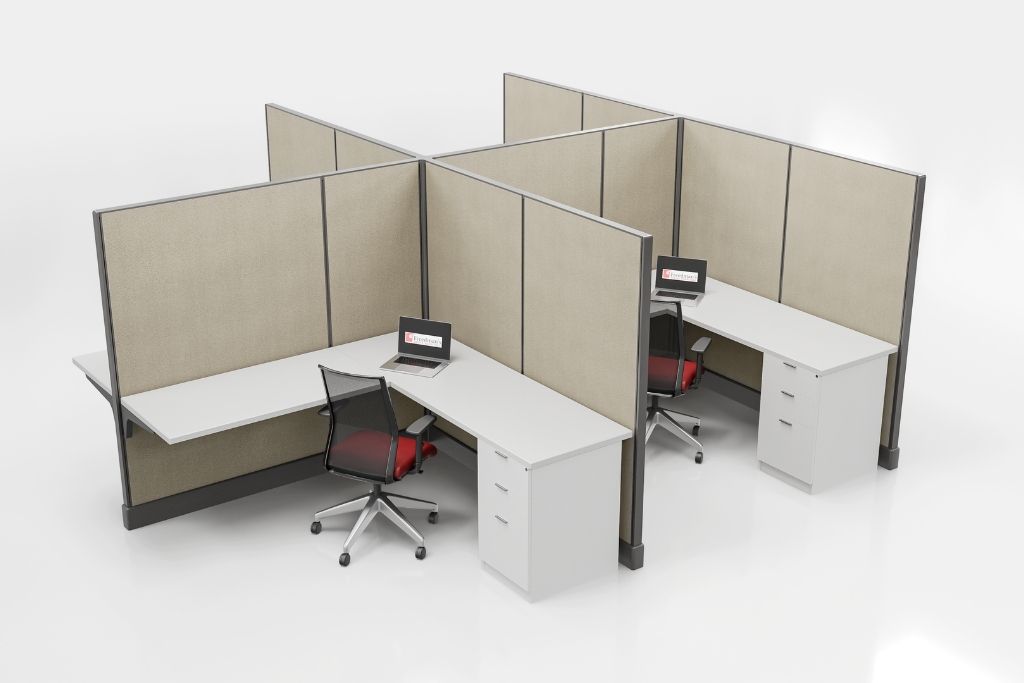 Modern Office Cubicle 6'x6' (67''H) 4 People