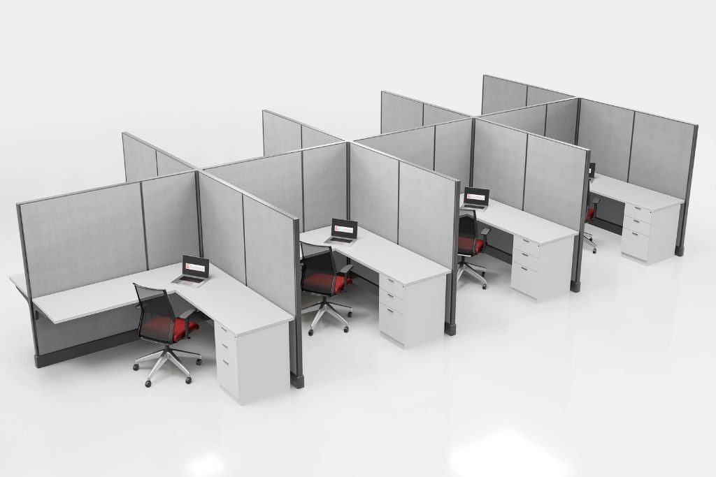 Modern Office Cubicle 6'x6' (67''H) 8 People