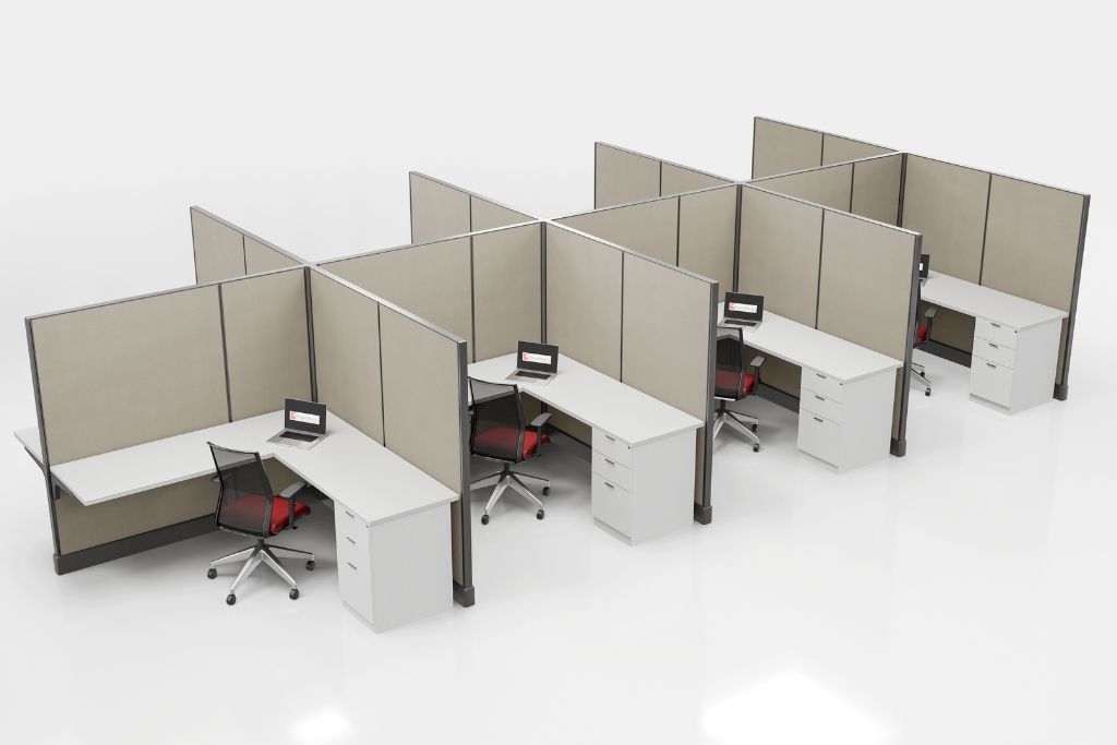 Modern Office Cubicle 6'x6' (67''H) 8 People