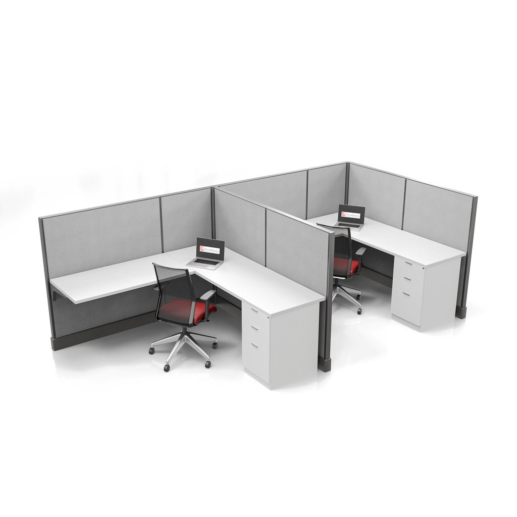 Modern Office Cubicle 6'x6' (53''H) 2 in a Row