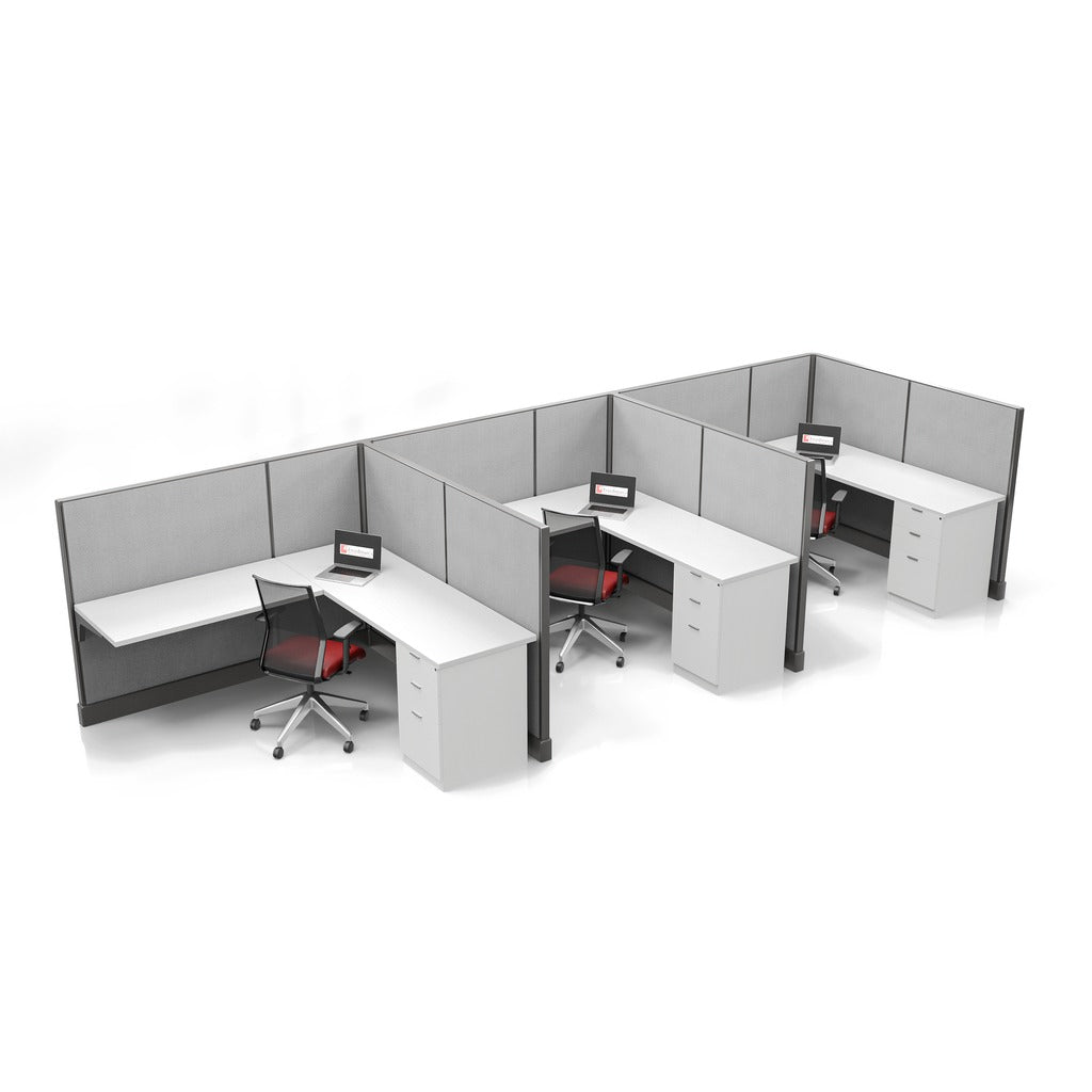 Modern Office Cubicle 6'x6' (53''H) 3 in a Row
