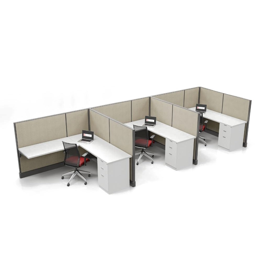 Modern Office Cubicle 6'x6' (53''H) 3 in a Row