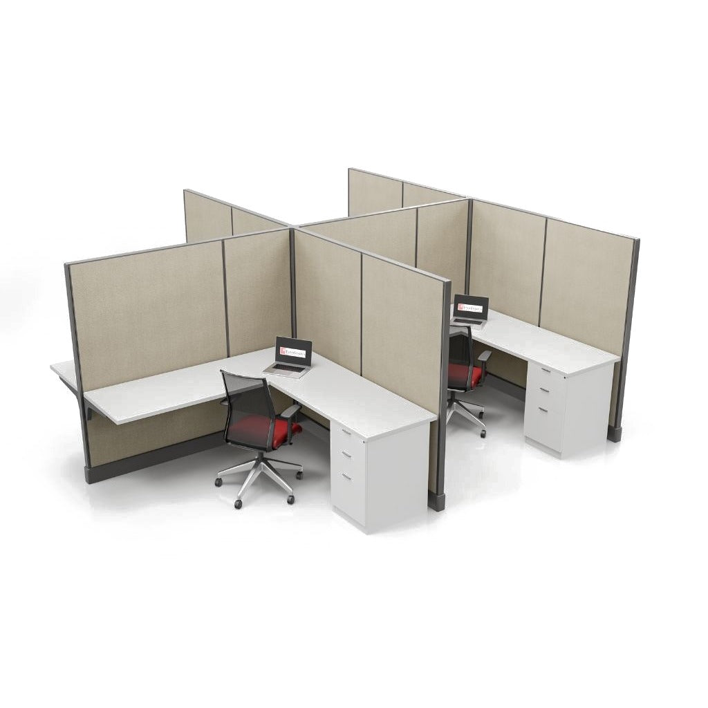 Modern Office Cubicle 6'x6' (67''H) 4 People