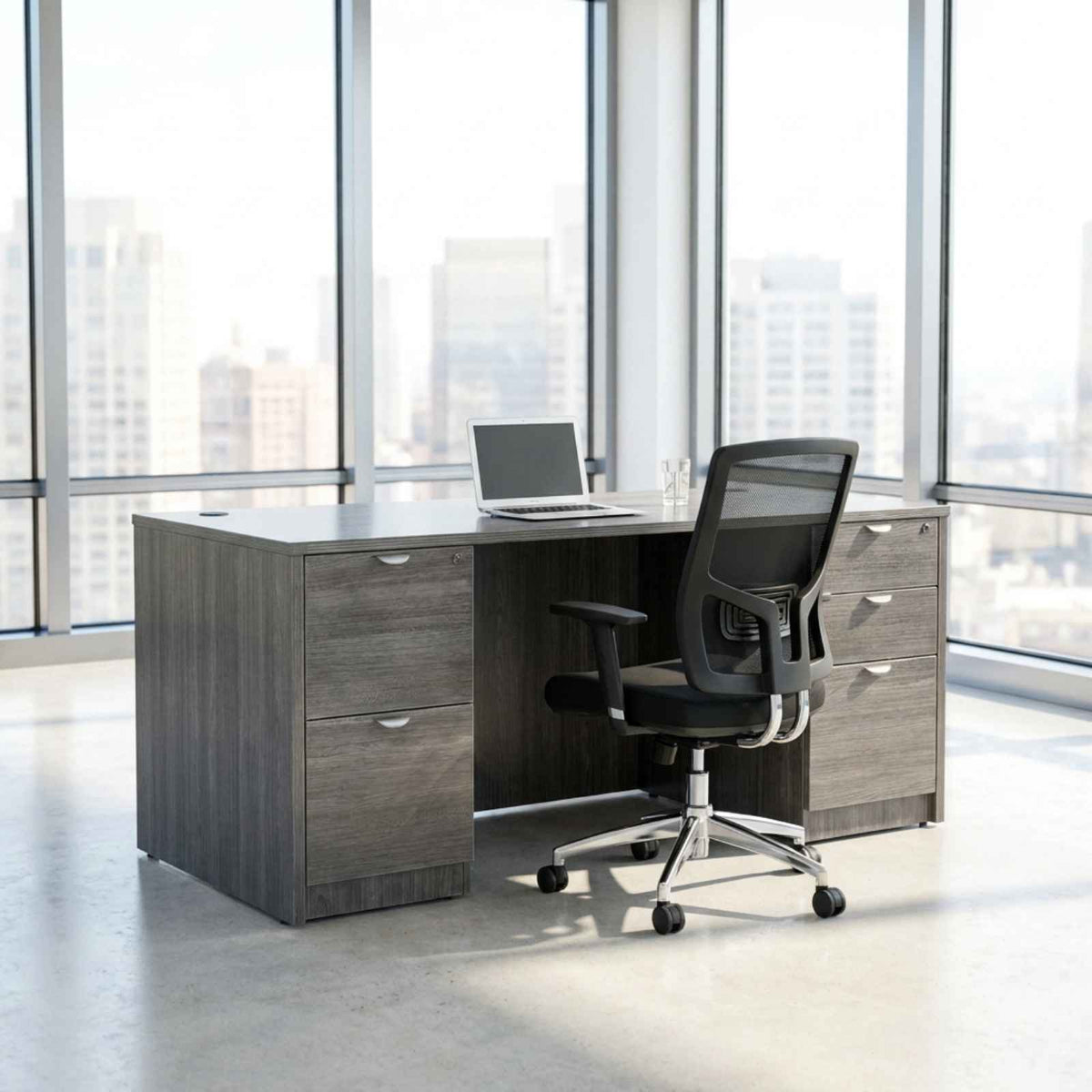 Bellagio 71"W Double Pedestal Rectangular Desk