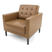 Bianca Lounge Chair in Skippy with tufted back and black metal legs, front three-quarter view