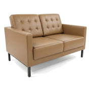 Bianca Love Seat in Skippy with tufted two-seat back and black metal legs, front three-quarter view