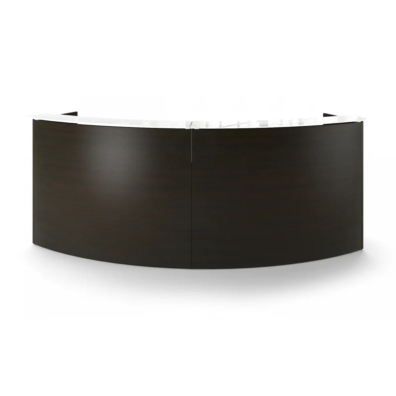 Santa Monica Curved Reception Desk | White Glass Top