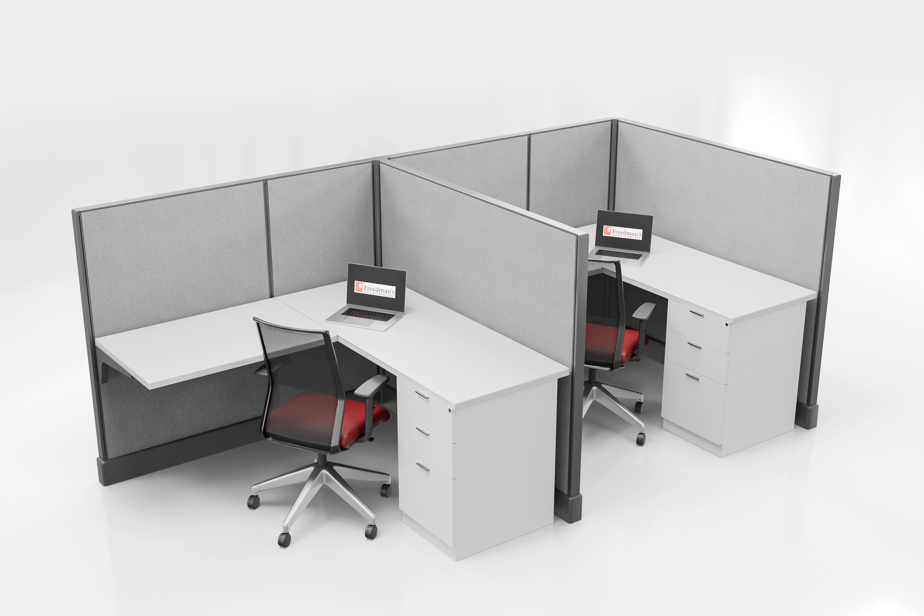 Modern Office Cubicle 5'x5' (53''H) 2 in a Row