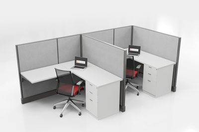 Modern Office Cubicle 5'x5' (53''H) 2 in a Row