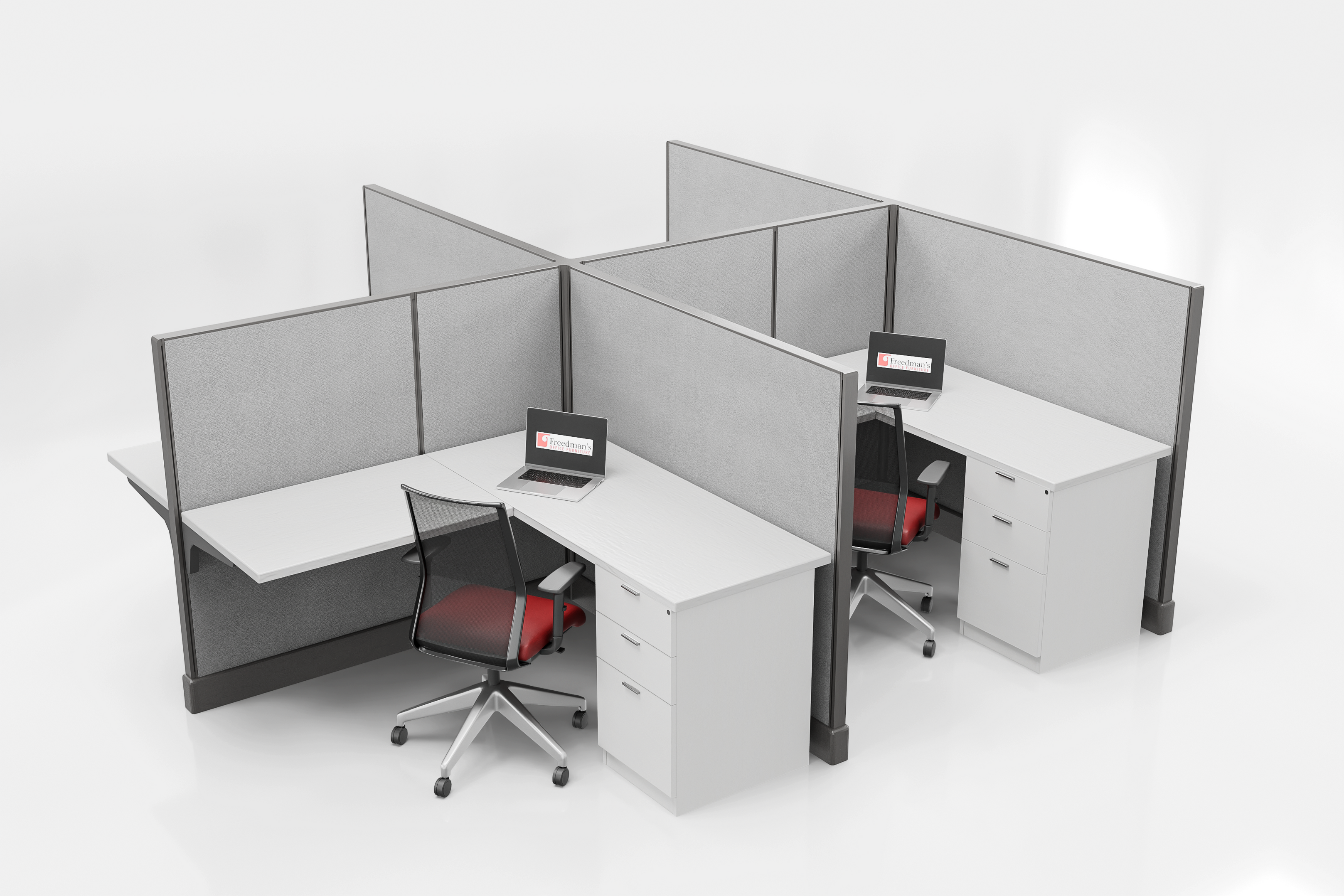 Modern Office Cubicle 5'x5' (53''H) 4 People