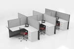 Six-station cubicle cluster shown on a white background