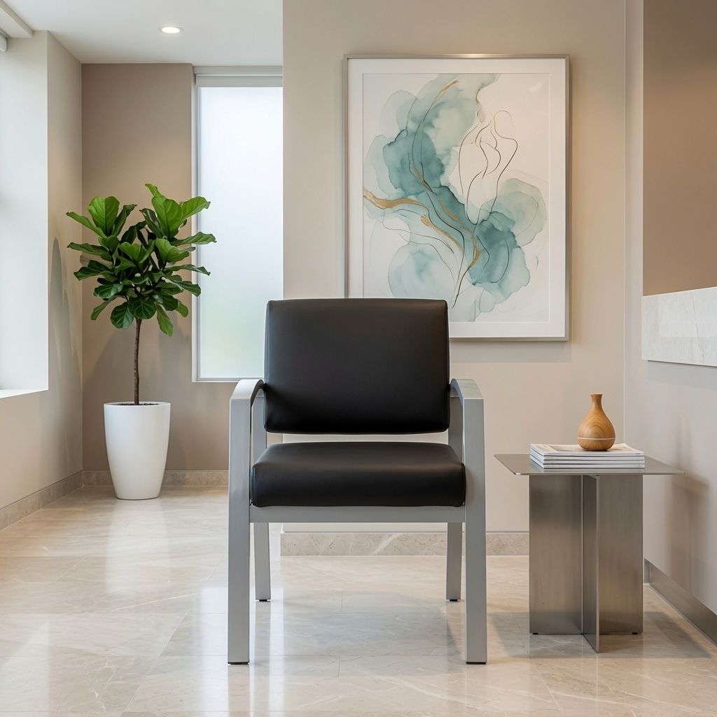 Aria Antimicrobial Reception Chair | Brushed Nickel