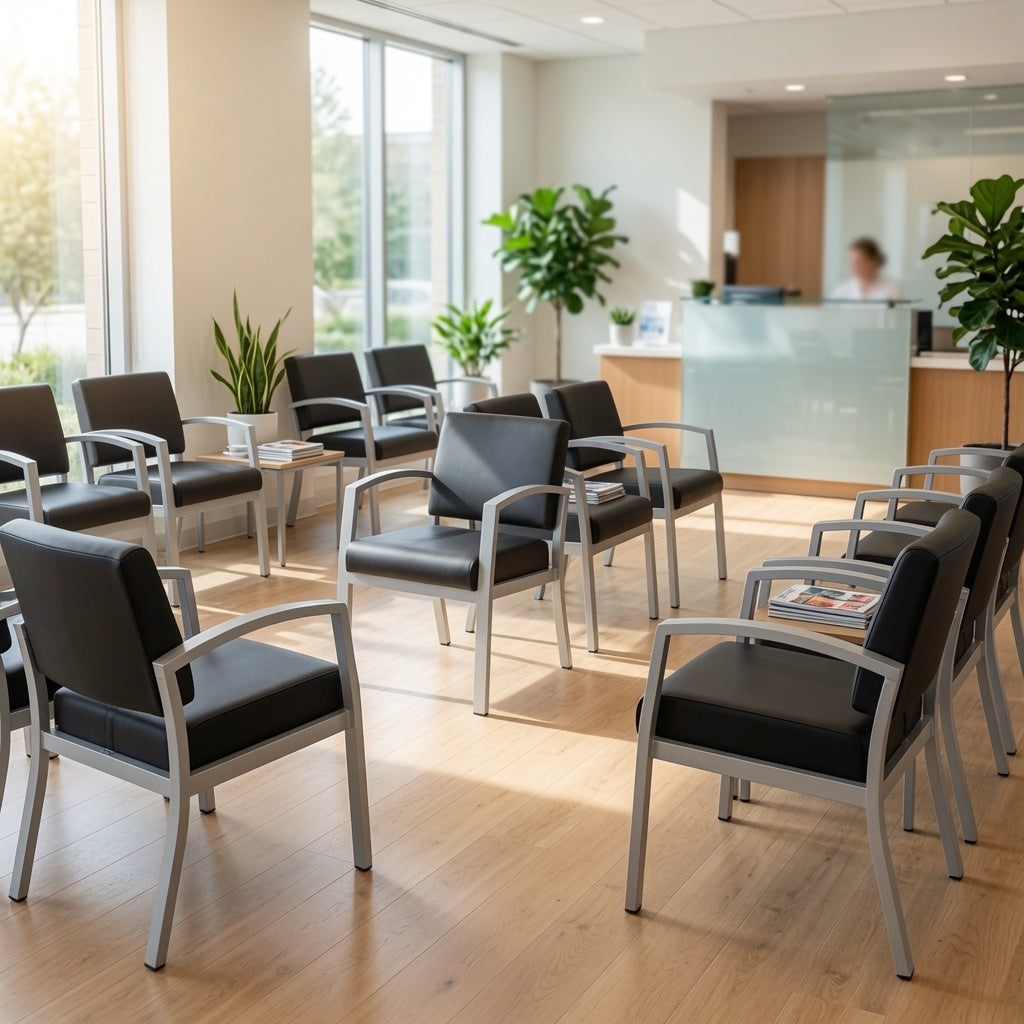 Aria Antimicrobial Reception Chair | Brushed Nickel