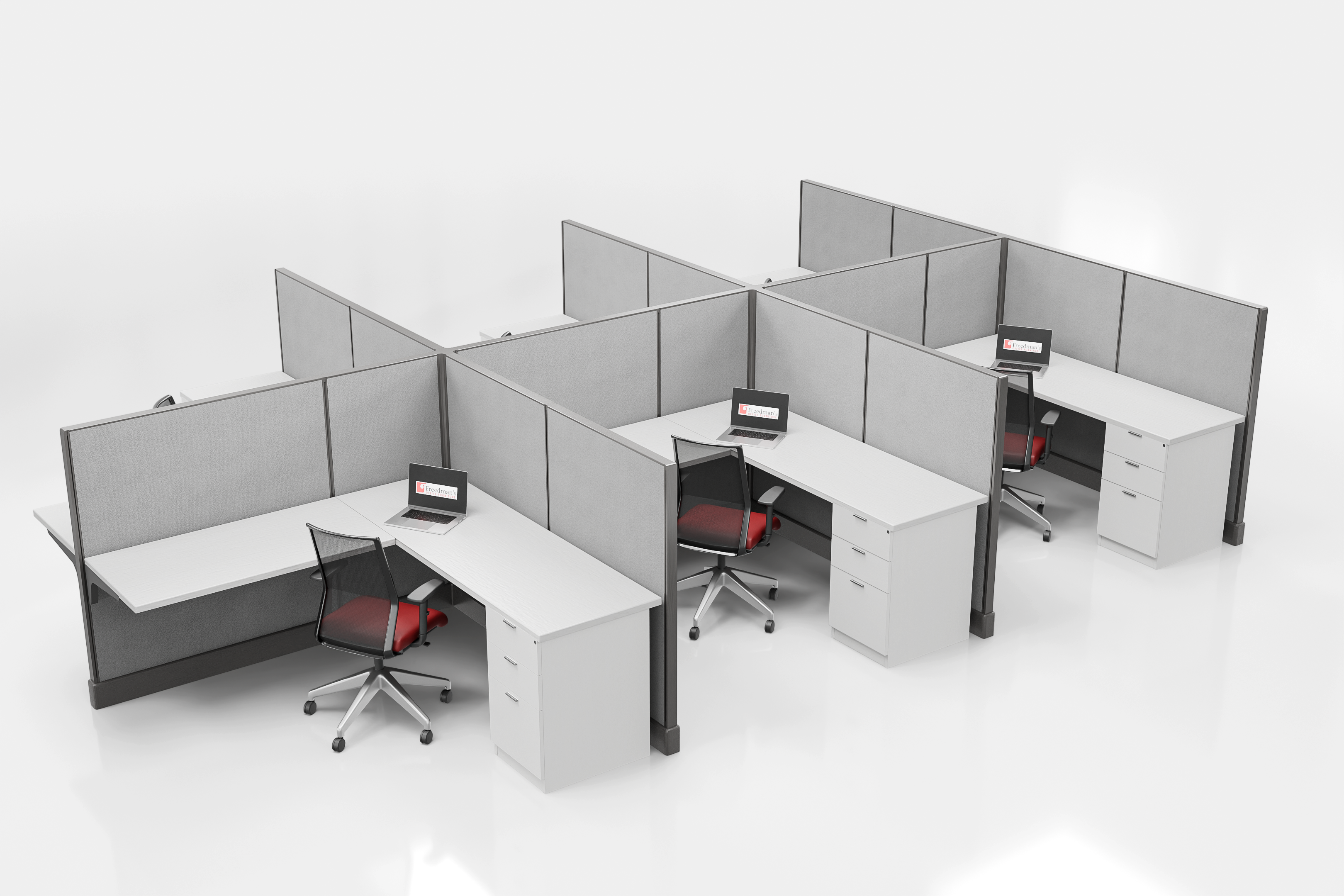 Modern Office Cubicle 6'x6' (53''H) 6 Pack