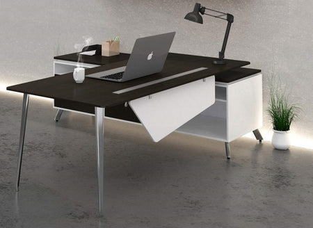 Santa Monica L-Shaped Desk with Low Credenza | 78"x78"