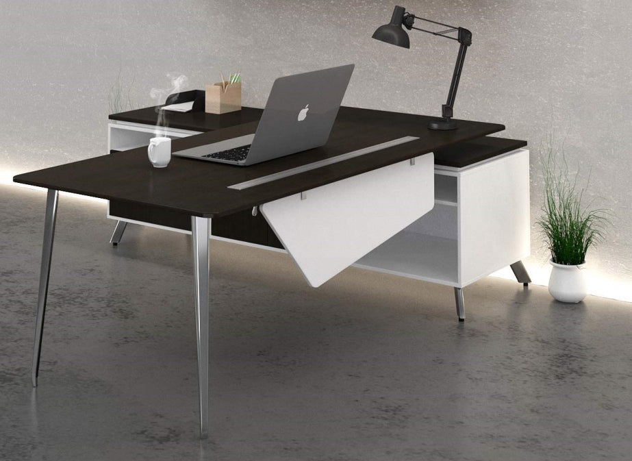 Santa Monica L-Shaped Desk with Low Credenza | 78"x78"