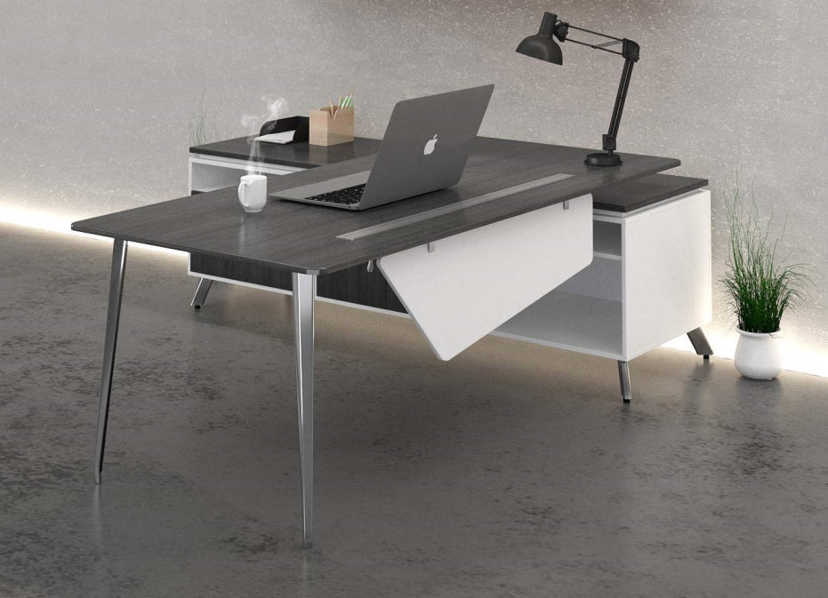 Santa Monica L-Shaped Desk with Low Credenza | 78"x78"