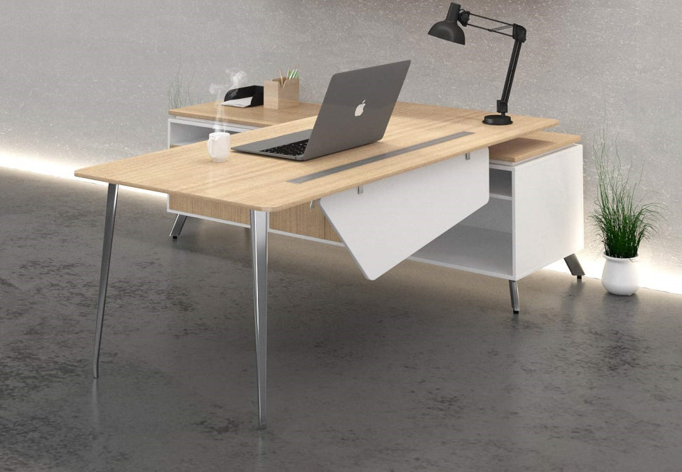 Santa Monica L-Shaped Desk with Low Credenza | 78"x78"