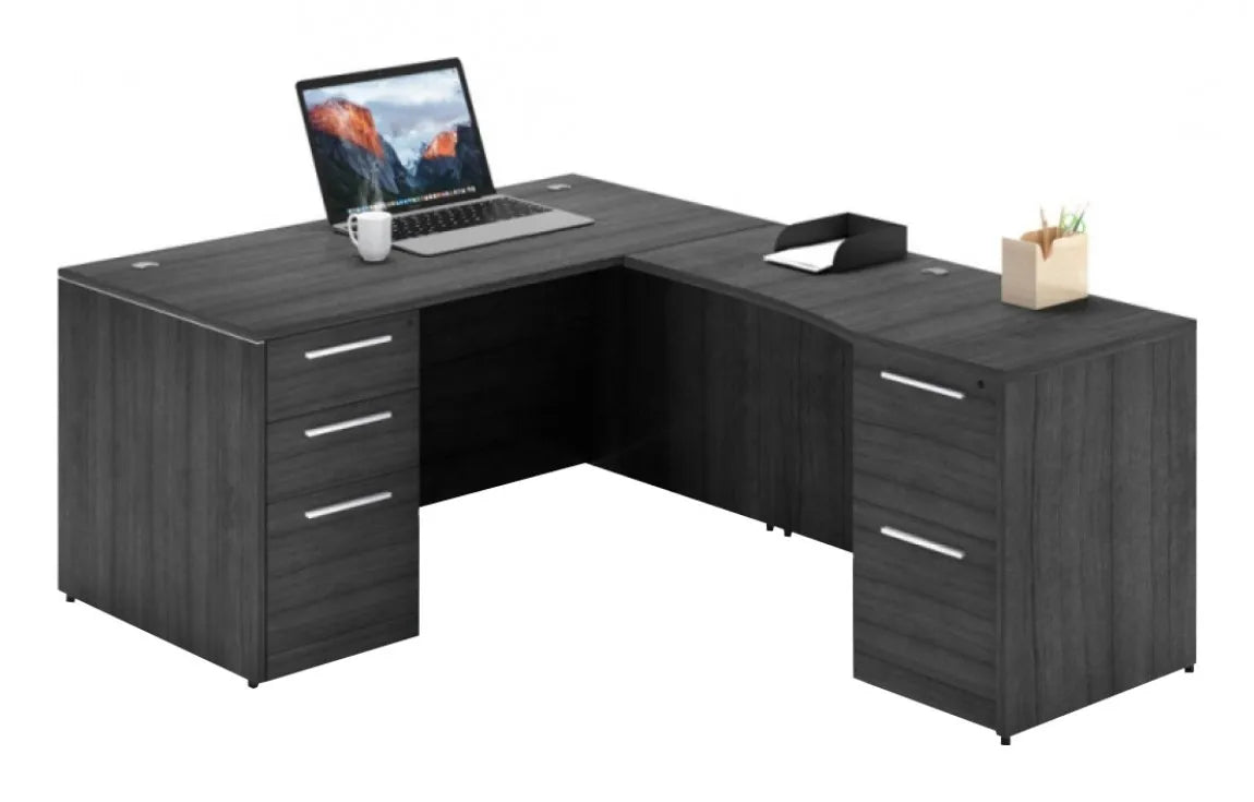 Santa Monica L-Shaped Desk with Laminate Modesty Panel